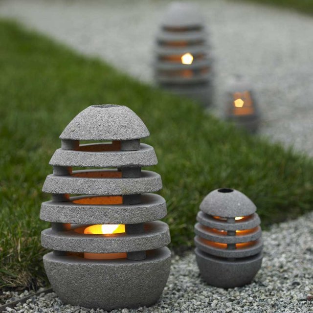 concrete garden lights